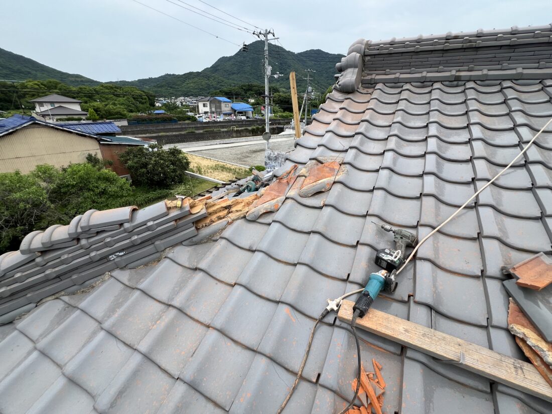 香川県丸亀市瓦からの雨漏り修理工事